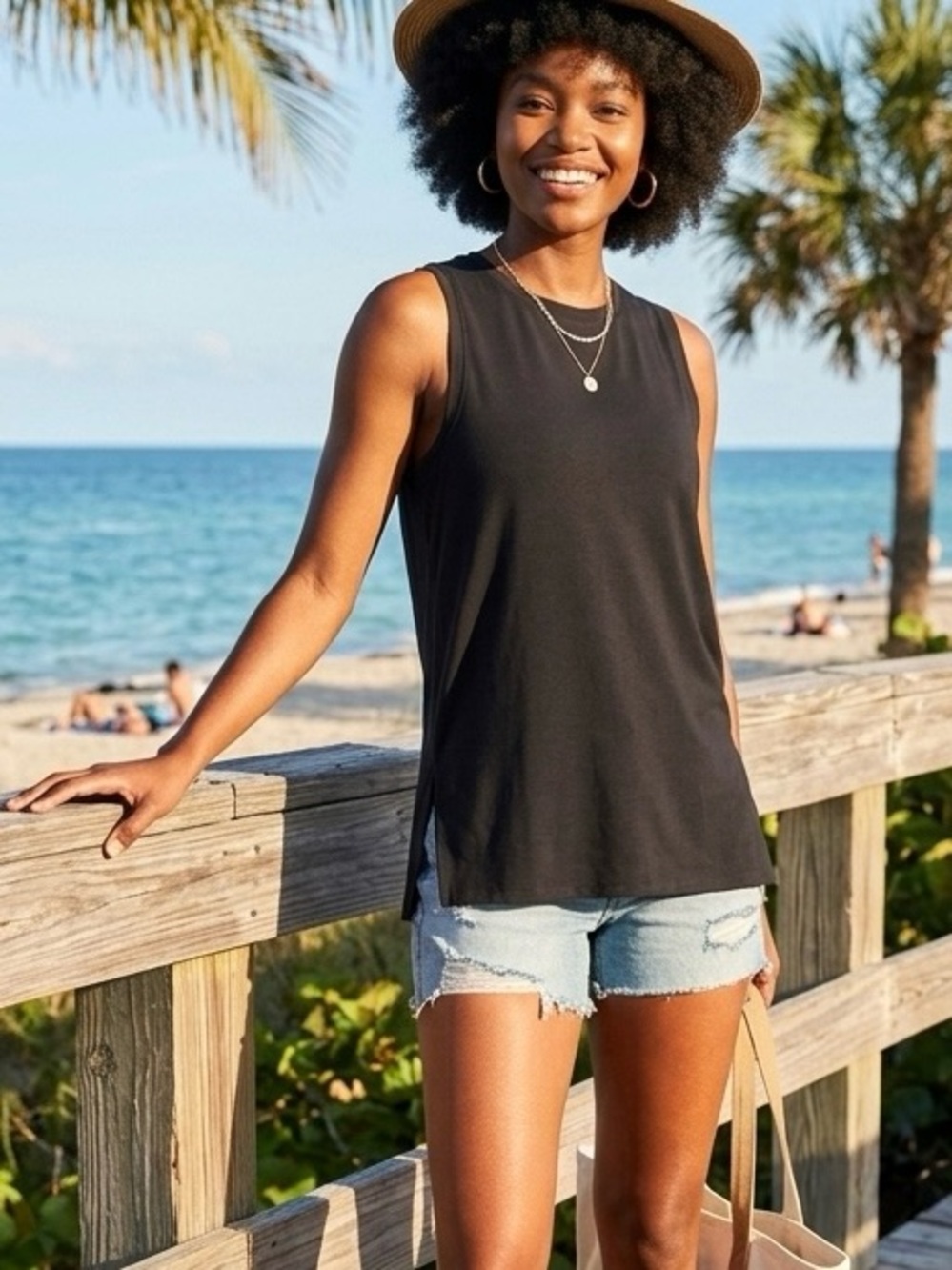 Athleta Zephyr Refined Tank Top Large Black Sleeveless Layering GUC